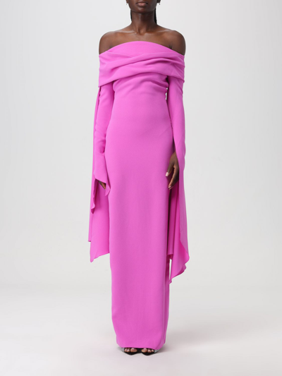 Shop Solace London The Arden Draped Long Dress In Fuchsia