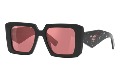 Pre-owned Prada Square Sunglasses Black (pr23ys-1ab06q-51)