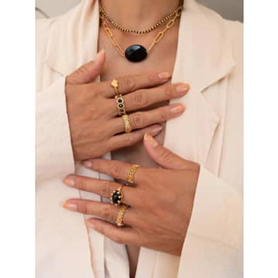 Shop Ibu Jewels Aum Onyx Ring In Gold