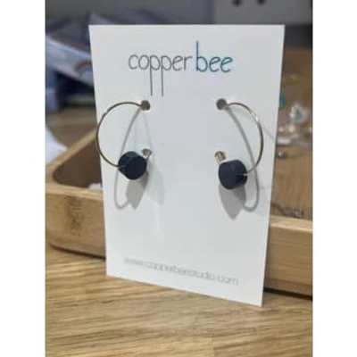 Shop Copper Bee Jewellery Copper Bee Simple Bead Hoops In Metallic