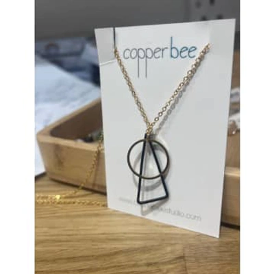 Shop Copper Bee Jewellery Copper Bee Triangle And Circle Pendant Necklace In Metallic