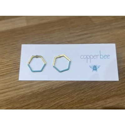 Shop Copper Bee Jewellery Copper Bee Dipped Hexagon Studs In Metallic