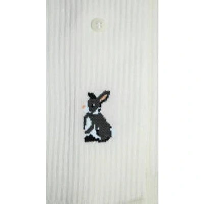 Shop Alfredo Gonzales White Socks With A Rabbit