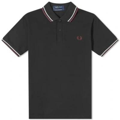 Shop Fred Perry Reissues Original Twin Tipped Polo Black, Ecru & Oxblood