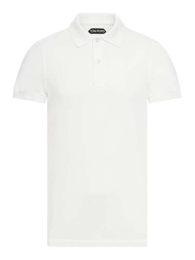 Shop Tom Ford Cotton Polo Shirt In Nude & Neutrals