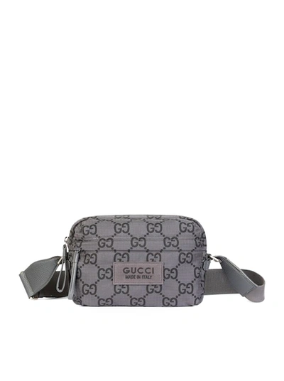 Shop Gucci Medium Size Gg Polyester Shoulder Bag In Black