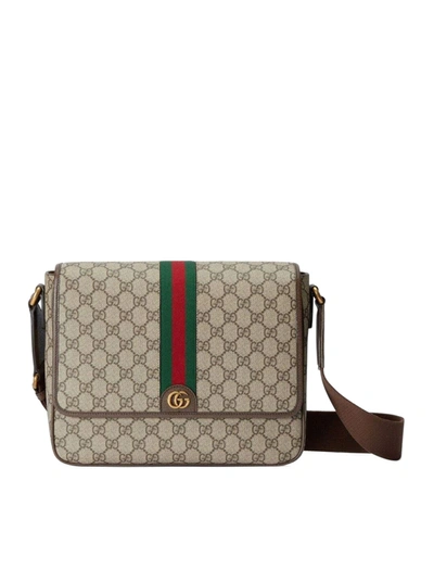 Shop Gucci Ophidia Shoulder Bag Medium Size In Nude & Neutrals