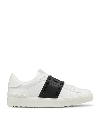 Shop Valentino Rockstud Untitled Calfskin Sneakers With Matching Studs In White