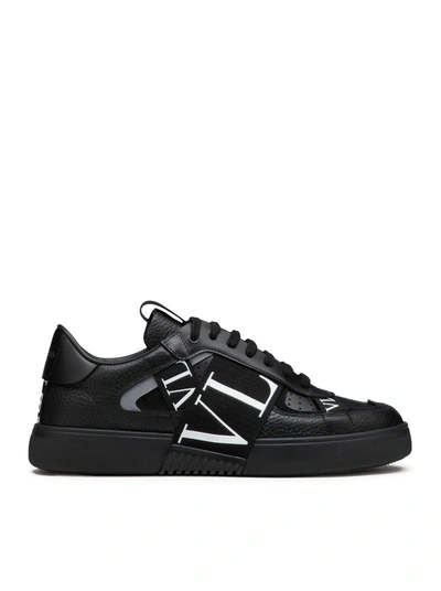 Shop Valentino Vl7n Low-top Sneakers In Calfskin And Ribbons In Black