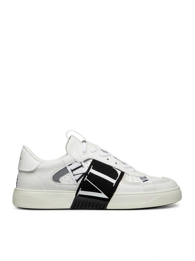 Shop Valentino Vl7n Low-top Sneakers In Calfskin And Ribbons In White