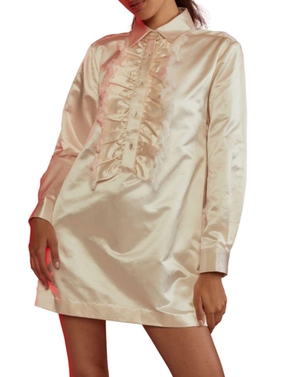 Shop Cynthia Rowley Women's Ruffle-trim Satin Dress In White