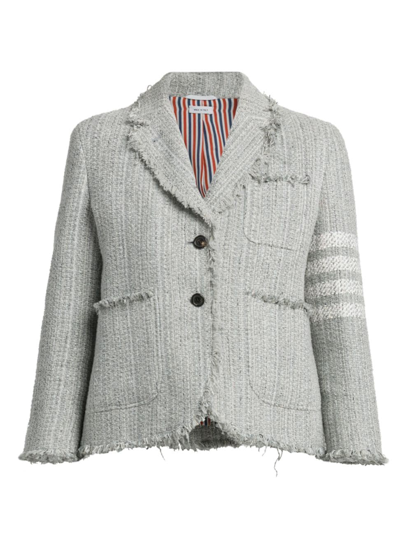 Shop Thom Browne Women's Cropped Tweed Sack Jacket In Medium Grey