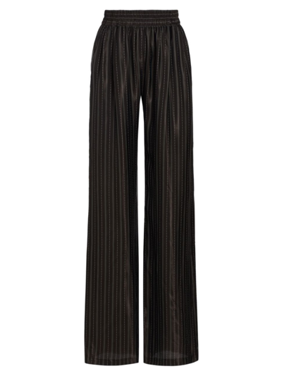 Shop Ramy Brook Women's Anahi Dash Stripe Pants In Black Satin Striped Twill
