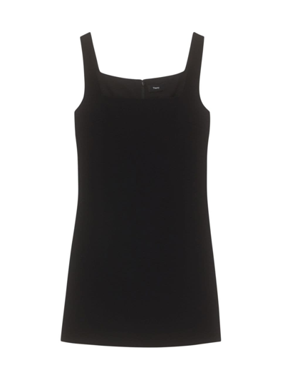 Shop Theory Women's Crepe Mini Shift Dress In Black