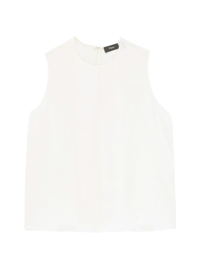 Shop Theory Women's Silk Fold-front Shell Top In Ivory