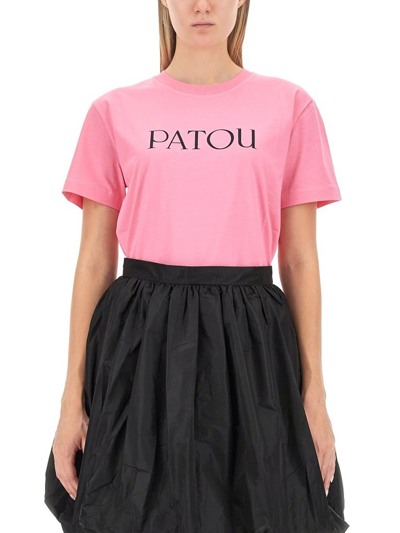 Shop Patou Logo Printed Crewneck T In Pink