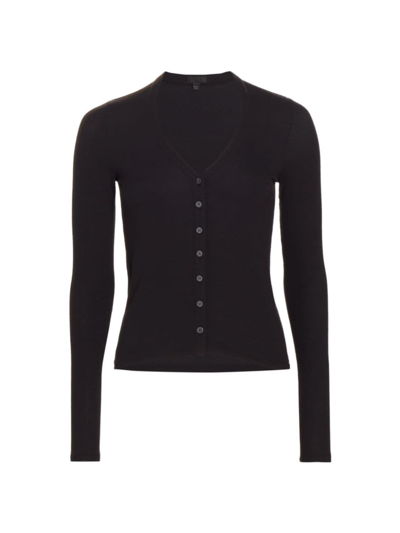 Shop Atm Anthony Thomas Melillo Women's V-neck Long-sleeve Cardigan In Black