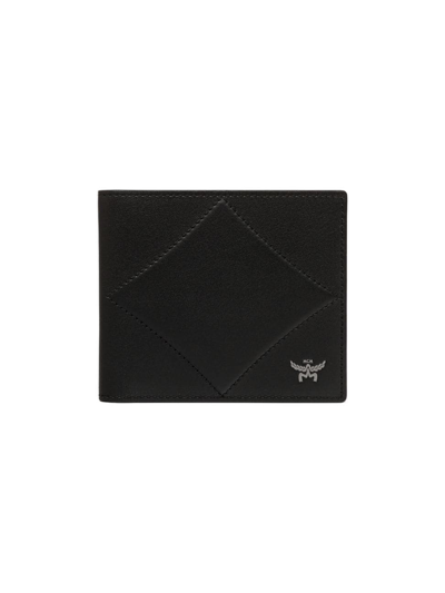 Shop Mcm Men's Diamond Leather Bifold Wallet In Black