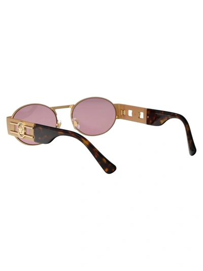 Versace Womens Gold Ve2264 Oval-frame Metal Sunglasses In 100284 Matte Gold