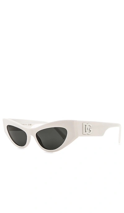 Shop Dolce & Gabbana Cat Eye Sunglasses In White