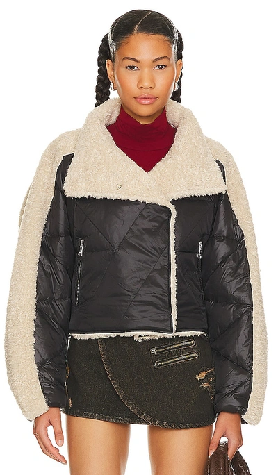 Shop Lamarque Sharon Puffer Jacket In Black & Beige