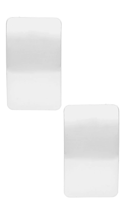 Shop Ettika Rectangle Metal Stud Earrings In Rhodium