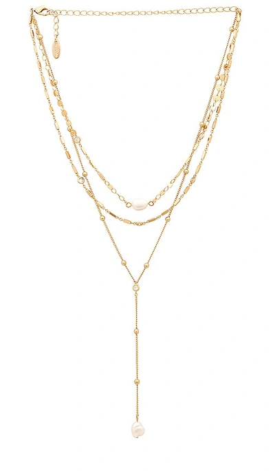 Ettika Forever Pearl 18k Gold Plated Multi-chain Choker In Pearl