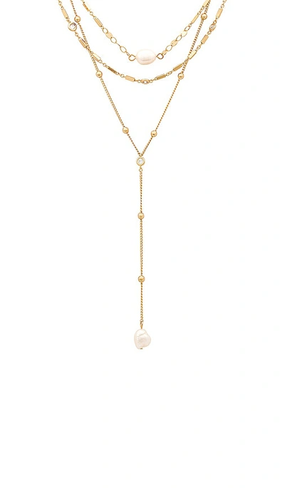 Ettika Forever Pearl 18k Gold Plated Multi-chain Choker In Pearl