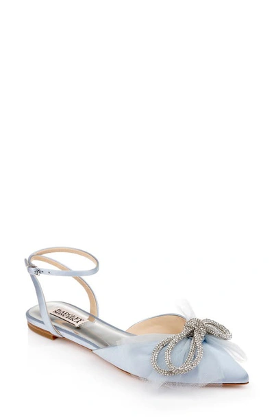 Shop Badgley Mischka Sabina Bow Flat In Azure Blue