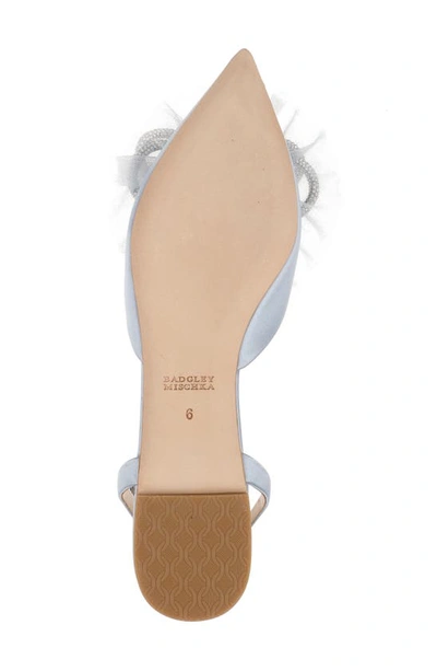 Badgley Mischka Sabina Satin Crystal-knot Ballerina Flats In Azure Blue