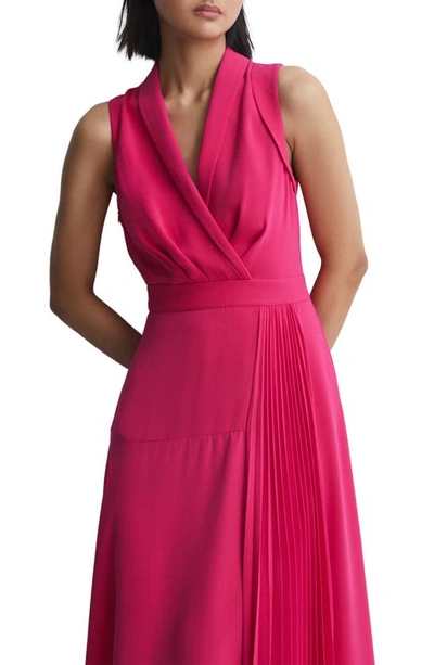 Shop Reiss Claire Pleated Asymmetric Hem Dress In Pink