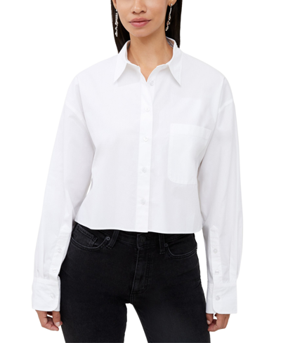 Shop French Connection Women's Alissa Cotton Cropped Shirt In Linen-white