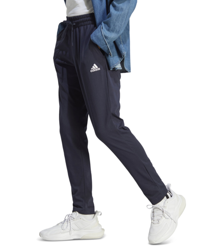 Shop Adidas Originals Men's Essentials Performance Single Jersey Tapered Open Hem Jogger Pants In Legend Ink