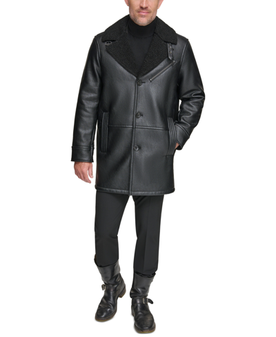 Shop Marc New York Men's Condore Faux-shearling Top Coat In Black