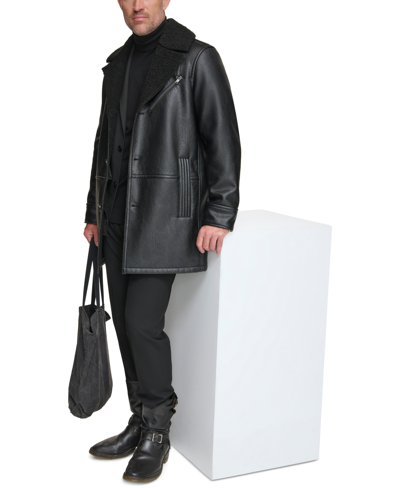Shop Marc New York Men's Condore Faux-shearling Top Coat In Black