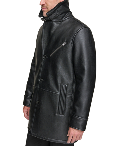 Shop Marc New York Men's Condore Faux-shearling Top Coat In Black