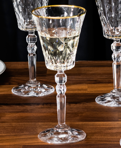 Lorren Home Trends Marilyn Gold-tone White Wine Goblets, Set Of 4 In Gold