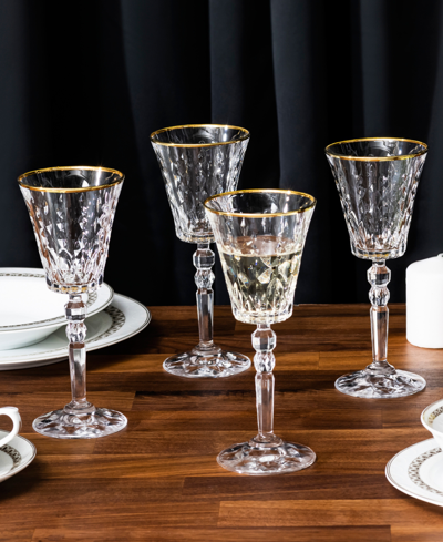 Lorren Home Trends Marilyn Gold-tone White Wine Goblets, Set Of 4 In Gold