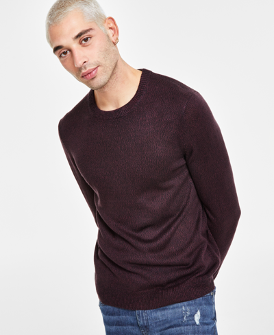 Shop Inc International Concepts Men's Regular-fit Textured Crewneck Sweater, Created For Macy's In Vintage Wine