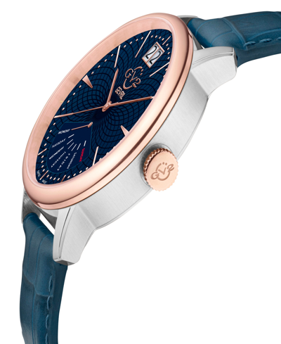 Gv2 By Gevril Men's Rovescio Blue Leather Watch 42mm In Blue