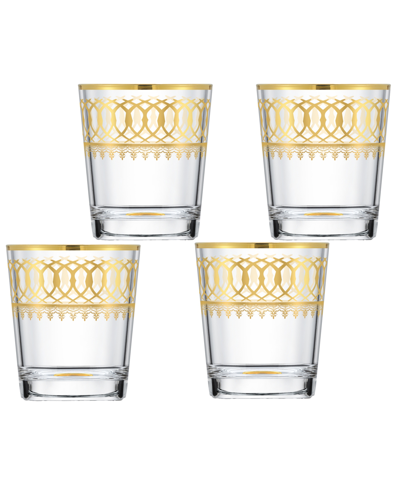 Shop Lorren Home Trends Gold-tone Embellished Double Old Fashion With Gold-tone Rings, Set Of 4