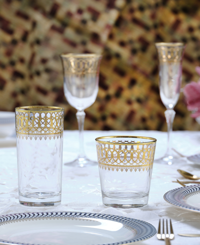 Shop Lorren Home Trends Gold-tone Embellished Double Old Fashion With Gold-tone Rings, Set Of 4