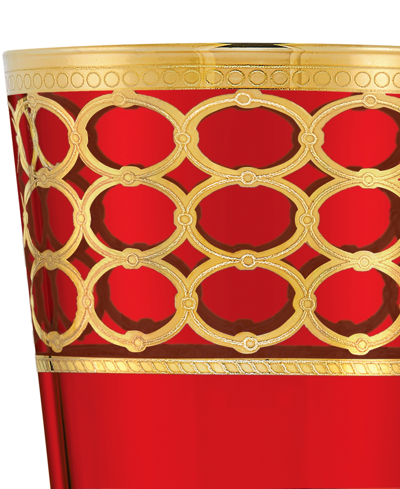 Shop Lorren Home Trends Deep Red Colored Double Old Fashion With Gold-tone Rings, Set Of 4