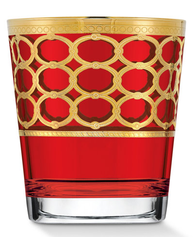 Shop Lorren Home Trends Deep Red Colored Double Old Fashion With Gold-tone Rings, Set Of 4