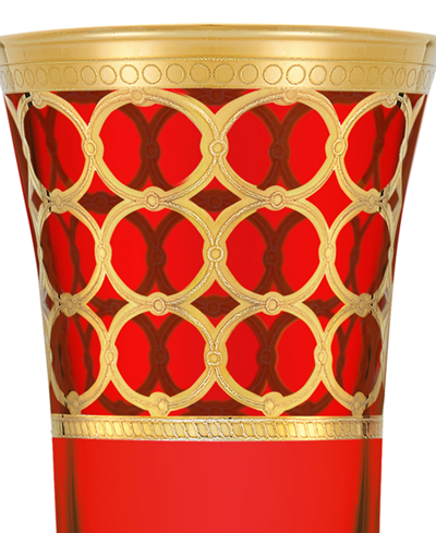 Lorren Home Trends Deep Red Colored Champagne Flutes With Gold-tone Rings, Set Of 4 In Red