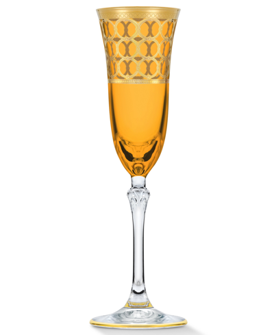 Shop Lorren Home Trends Amber Color Champagne Flutes With Gold-tone Rings, Set Of 4