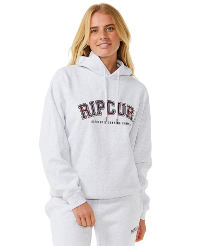 Shop Rip Curl Juniors' Varsity Long-sleeve Logo Hoodie In Grey Marle,cinnamon