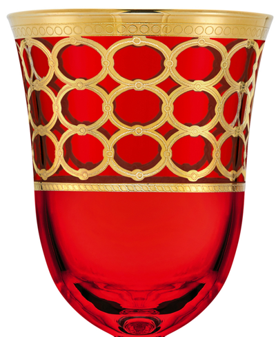 Shop Lorren Home Trends Deep Red Colored White Wine Goblet With Gold-tone Rings, Set Of 4
