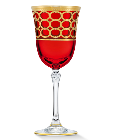 Shop Lorren Home Trends Deep Red Colored White Wine Goblet With Gold-tone Rings, Set Of 4