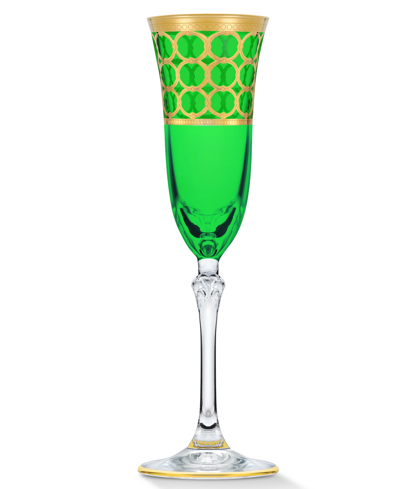 Lorren Home Trends Multicolor Champagne Flutes With Gold-tone Rings, Set Of 4 In Multi